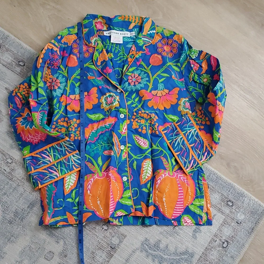 Gretchen Scott Designs Tropical Vibrant 2-piece Lounge Pajama Set SzM - Picture 4 of 12